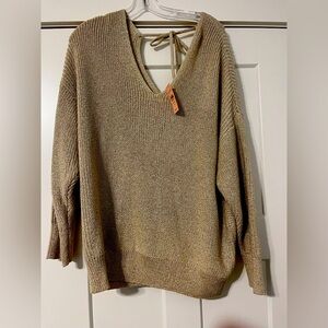 NWT Ann Taylor LoftWomen's V-Neck Sweater -Gold